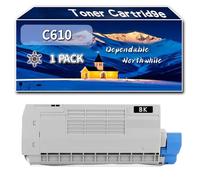 Compatible for Okidata OKI C610 Toner Cartridge, Work for Okidata OKI C610 Printers, Toner Cartridge 44315308 44315307 44315306 44315305 (1 Pack Black)