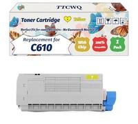 Compatible for Okidata OKI C610 Toner Cartridge Work for Okidata OKI C610 Printers, with Chip, High Yield 8000 Pages, High-Definition Printing (1 Pack Yellow)