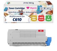 Compatible for Okidata OKI C610 Toner Cartridge Work for Okidata OKI C610 Printers, with Chip, High Yield 8000 Pages, High-Definition Printing (1 Pack Magenta)
