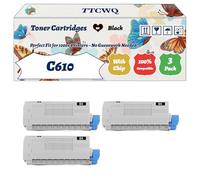 Compatible for Okidata OKI C610 Toner Cartridges Work for Okidata OKI C610cdn C610dn C610dtn C610n Printers, with Chip, High Yield 9000 Pages, High-Definition Printing (3 Pack Black)
