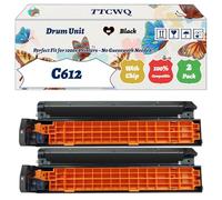 Compatible for Okidata OKI C612 Drum Unit Work for Okidata OKI C612dn C612n Printers, with Chip, High Yield 30000 Pages, High-Definition Printing (2 Pack Black)