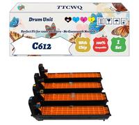 Compatible for Okidata OKI C612 Drum Unit Work for Okidata OKI C612dn C612n Printers, with Chip, High Yield 30000 Pages, High-Definition Printing (4-Pack BK/C/M/Y)