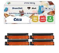 Compatible for Okidata OKI C612 Drum Unit Work for Okidata OKI C612dn C612n Printers, with Chip, High Yield 30000 Pages, High-Definition Printing (4 Pack Black)