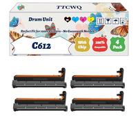Compatible for Okidata OKI C612 Drum Unit Work for Okidata OKI C612n C612dn Printers, with Chip, High Yield 30000 Pages, High-Definition Printing (4-Pack BK/C/M/Y)
