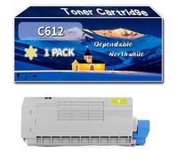 Compatible for Okidata OKI C612 Toner Cartridge, Work for Okidata OKI C612 Printers, Toner Cartridge 46507508 46507507 46507506 46507505 (1 Pack Yellow)