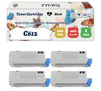 Compatible for Okidata OKI C612 Toner Cartridge Work for Okidata OKI C612 Printers, with Chip, High Yield 8000 Pages, High-Definition Printing (4 Pack Black)