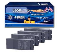 Compatible for Okidata OKI C650 Toner Cartridges, Work for Okidata OKI C650 C650dn Printers, Toner Cartridges 09006127 09006128 09006129 09006130 9006127 9006128 9006129 9006130 (4 Pack Black)