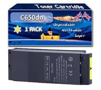 Compatible for Okidata OKI C650dn Toner Cartridge, Work for Okidata OKI C650DN Printers, Toner Cartridge 09006130 09006127 09006128 09006129 (1 Pack Yellow)