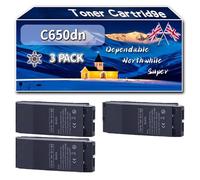 Compatible for Okidata OKI C650dn Toner Cartridge, Work for Okidata OKI C650DN Printers, Toner Cartridge 09006130 09006127 09006128 09006129 (3 Pack Black)
