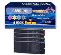 Compatible for Okidata OKI C650dn Toner Cartridge, Work for Okidata OKI C650DN Printers, Toner Cartridge 09006130 09006127 09006128 09006129 (4-Pack BK/C/M/Y)