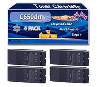 Compatible for Okidata OKI C650dn Toner Cartridge, Work for Okidata OKI C650DN Printers, Toner Cartridge 09006130 09006127 09006128 09006129 (4 Pack Black)