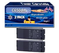 Compatible for Okidata OKI C650dn Toner Cartridge, Work for Okidata OKI C650DN Printers, Toner Cartridge 09006130 09006127 09006128 09006129 (2 Pack Black)