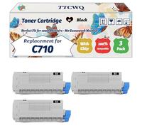 Compatible for Okidata OKI C710 Toner Cartridge Work for Okidata OKI C710 C711 Printers, with Chip, High Yield 11000 Pages, High-Definition Printing (3 Pack Black)