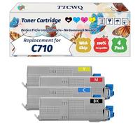 Compatible for Okidata OKI C710 Toner Cartridge Work for Okidata OKI C710 C711 Printers, with Chip, High Yield 11000 Pages, High-Definition Printing (4-Pack BK/C/M/Y)