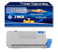 Compatible for Okidata OKI C7100 Toner Cartridge, Work for Okidata OKI C7100 C7300 C7350 C7500 Printers, Toner Cartridge 41963008 41963007 41963006 41963005 (1 Pack Cyan)