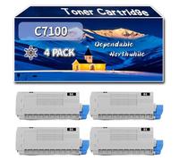 Compatible for Okidata OKI C7100 Toner Cartridge, Work for Okidata OKI C7100 C7300 C7350 C7500 Printers, Toner Cartridge 41963008 41963007 41963006 41963005 (4 Pack Black)