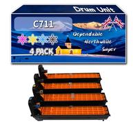 Compatible for Okidata OKI C711 Drum Unit, Work for Okidata OKI C710 C711 C711dn Printers, Drum Unit 44318508 44318507 44318506 44318505 (4-Pack BK/C/M/Y)