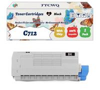 Compatible for Okidata OKI C712 Toner Cartridges Work for Okidata OKI C712 C712dn C712n Printers, with Chip, High Yield 11500 Pages, High-Definition Printing (1 Pack Black)
