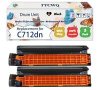 Compatible for Okidata OKI C712dn Drum Unit Work for Okidata OKI C712DN C712N Printers, with Chip, High Yield 30000 Pages, High-Definition Printing (2 Pack Black)