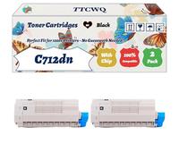 Compatible for Okidata OKI C712dn Toner Cartridges Work for Okidata OKI C712DN C712N Printers, with Chip, High Yield 10000 Pages, High-Definition Printing (2 Pack Black)