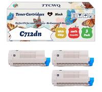 Compatible for Okidata OKI C712dn Toner Cartridges Work for Okidata OKI C712DN C712N Printers, with Chip, High Yield 10000 Pages, High-Definition Printing (3 Pack Black)