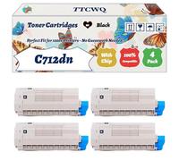 Compatible for Okidata OKI C712dn Toner Cartridges Work for Okidata OKI C712DN C712N Printers, with Chip, High Yield 10000 Pages, High-Definition Printing (4 Pack Black)