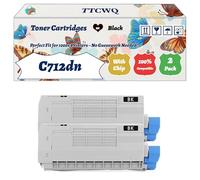 Compatible for Okidata OKI C712dn Toner Cartridges Work for Okidata OKI C712N C712DN Printers, with Chip, High Yield 10000 Pages, High-Definition Printing (2 Pack Black)