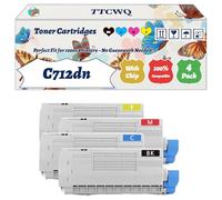 Compatible for Okidata OKI C712dn Toner Cartridges Work for Okidata OKI C712N C712DN Printers, with Chip, High Yield 10000 Pages, High-Definition Printing (4-Pack BK/C/M/Y)