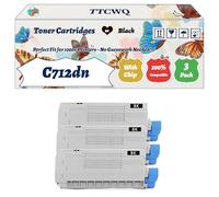 Compatible for Okidata OKI C712dn Toner Cartridges Work for Okidata OKI C712N C712DN Printers, with Chip, High Yield 10000 Pages, High-Definition Printing (3 Pack Black)