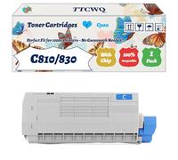 Compatible for Okidata OKI C810/830 Toner Cartridges Work for Okidata OKI C810dn C830dn C830dtn Printers, with Chip, High Yield 9000 Pages, High-Definition Printing (1 Pack Cyan)