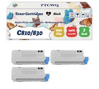 Compatible for Okidata OKI C810/830 Toner Cartridges Work for Okidata OKI C810dn C830dn C830dtn Printers, with Chip, High Yield 9000 Pages, High-Definition Printing (3 Pack Black)