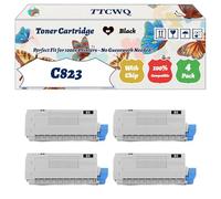 Compatible for Okidata OKI C823 Toner Cartridge Work for Okidata OKI C823 C823dn C823n C833 C833dn C833n C843 Printers (4 Pack Black)