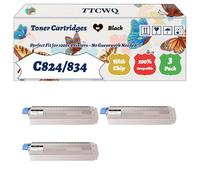 Compatible for Okidata OKI C824/834 Toner Cartridges Work for Okidata OKI C844dnw C834nw C834dnw C824n C824dn Printers, with Chip, High Yield 6000 Pages, High-Definition Printing (3 Pack Black)