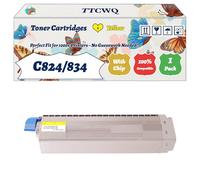 Compatible for Okidata OKI C824/834 Toner Cartridges Work for Okidata OKI C844dnw C834nw C834dnw C824n C824dn Printers, with Chip, High Yield 6000 Pages, High-Definition Printing (1 Pack Yellow)