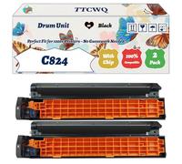 Compatible for Okidata OKI C824 Drum Unit Work for Okidata OKI C824dn C824n C834dnw C834nw C844dnw Printers, with Chip, High Yield 30000 Pages, High-Definition Printing (2 Pack Black)