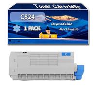 Compatible for Okidata OKI C824 Toner Cartridge, Work for Okidata OKI C824 C834 C844 Printers, Toner Cartridge 47095704 47095703 47095702 47095701 (1 Pack Cyan)