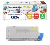 Compatible for Okidata OKI C824 Toner Cartridge Work for Okidata OKI C824 C834 C844 Printers, with Chip, High Yield 5000 Pages, High-Definition Printing (1 Pack Yellow)