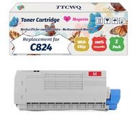 Compatible for Okidata OKI C824 Toner Cartridge Work for Okidata OKI C824 C834 C844 Printers, with Chip, High Yield 5000 Pages, High-Definition Printing (1 Pack Magenta)