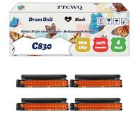 Compatible for Okidata OKI C830 Drum Unit Work for Okidata OKI MC861 MC860dn MC860cdxn MC860cdtn Printers, with Chip, High Yield 20000 Pages, High-Definition Printing (4 Pack Black)