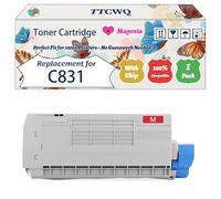 Compatible for Okidata OKI C831 Toner Cartridge Work for Okidata OKI C831 C841 Printers, with Chip, High Yield 10000 Pages, High-Definition Printing (1 Pack Magenta)