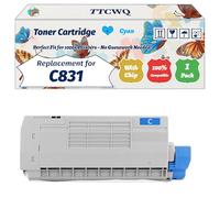Compatible for Okidata OKI C831 Toner Cartridge Work for Okidata OKI C831 C841 Printers, with Chip, High Yield 10000 Pages, High-Definition Printing (1 Pack Cyan)