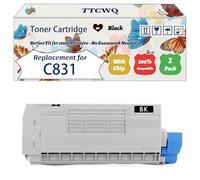 Compatible for Okidata OKI C831 Toner Cartridge Work for Okidata OKI C831 C841 Printers, with Chip, High Yield 10000 Pages, High-Definition Printing (1 Pack Black)