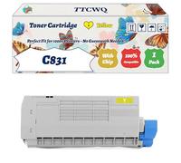 Compatible for Okidata OKI C831 Toner Cartridge Work for Okidata OKI C831 C841 Printers, with Chip, High Yield 10000 Pages, High-Definition Printing (1 Pack Yellow)
