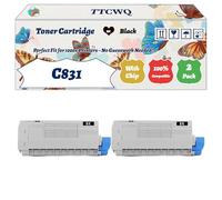 Compatible for Okidata OKI C831 Toner Cartridge Work for Okidata OKI C831 C841 Printers, with Chip, High Yield 10000 Pages, High-Definition Printing (2 Pack Black)