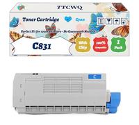 Compatible for Okidata OKI C831 Toner Cartridge Work for Okidata OKI C831 C841 Printers, with Chip, High Yield 10000 Pages, High-Definition Printing (1 Pack Cyan)