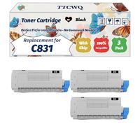 Compatible for Okidata OKI C831 Toner Cartridge Work for Okidata OKI C831 C841 Printers, with Chip, High Yield 10000 Pages, High-Definition Printing (3 Pack Black)