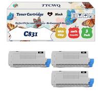 Compatible for Okidata OKI C831 Toner Cartridge Work for Okidata OKI C831 C841 Printers, with Chip, High Yield 10000 Pages, High-Definition Printing (3 Pack Black)