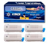 Compatible for Okidata OKI C831n Toner Cartridges, Work for Okidata OKI C831 C831n C831cdtn C841 C831DM C841cdtn C831dn C841dn Printers (4 Pack Black)