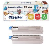 Compatible for Okidata OKI C834/844 Toner Cartridges Work for Okidata OKI C834dnw C834nw C844dnw Printers, with Chip, High Yield 10000 Pages, High-Definition Printing (2 Pack Black)