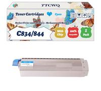 Compatible for Okidata OKI C834/844 Toner Cartridges Work for Okidata OKI C834dnw C834nw C844dnw Printers, with Chip, High Yield 10000 Pages, High-Definition Printing (1 Pack Cyan)
